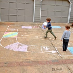kids using a chalk game