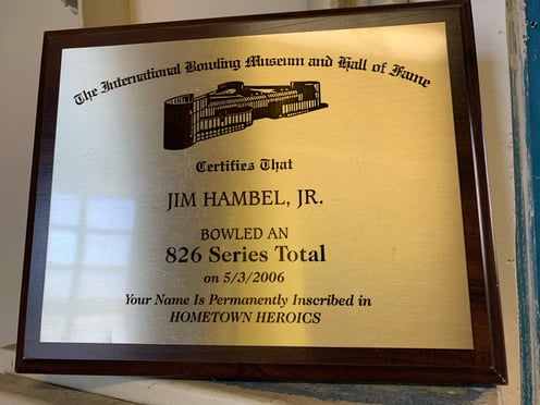 Jim Hambel Bowling Hall of Fame Plaque 2006