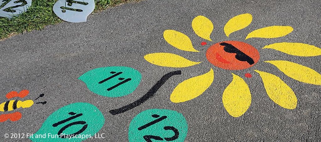 Color Daisy image painted on blacktop